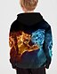 cheap Family Look Sets-Dad and Son Hoodie Animal Print Black Long Sleeve 3D Print Daily Matching Outfits / Fall