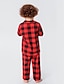 cheap Family Look Sets-Family Pajamas Cotton Plaid Home Dark Red Long Sleeve Vacation Matching Outfits