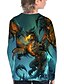 preiswerte Jungen T-Shirts &amp; Hemden-Jungen 3D Tier T-Shirt Langarm 3D-Druck Herbst Aktiv Polyester kinderkleidung 4-12 Jahre Regular Fit