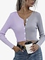 cheap Tops &amp; Blouses-LITB Basic Women&#039;s Contrast Color Crop Top Long Sleeve Simple Daily Comfy Summer Female Shirts