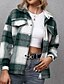 cheap Coats &amp; Trench Coats-Women&#039;s Jacket Fall Winter Street Daily Regular Coat Warm Breathable Regular Fit Casual St. Patrick&#039;s Day Jacket Long Sleeve Patchwork Plaid / Check Green Wine Navy Blue