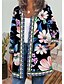 billige Women&#039;s Coats &amp; Jackets-damejakke fritidsjakke blomstret print efterår almindelig frakke rund hals regulær pasform åndbar afslappet jakke langærmet grøn sort blå daglig ferie