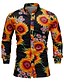 cheap Long Sleeves-Men&#039;s Casual Floral Button Down Shirt