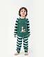 cheap Family Look Sets-Christmas Pajamas Family Look Christmas Gifts Striped Letter Animal Print Deep Green Long Sleeve Daily Matching Outfits / Fall / Winter