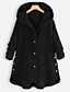 cheap Coats &amp; Trench Coats-Women&#039;s Plus Size Teddy Coat Winter Coat Button Pocket Plain Work Going out Long Sleeve Hoodie Regular Winter Fall Green Black Brown XL XXL 3XL 4XL 5XL