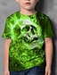 baratos Camisetas Para Meninos-dia das Bruxas Para Meninos 3D Caveiras Camisa Manga Curta Impressão 3D Verão Ativo Poliéster Infantil 4-12 anos Normal