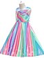 cheap Girls&#039; Dresses-Kids Little Dress Girls&#039; Rainbow Striped Mermaid Print Green White Blue Above Knee Sleeveless Princess Cute Dresses Slim 3-10 Years