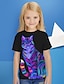 abordables T-shirts et chemisiers pour filles-Fille 3D Chat T-shirt Manche Courte 3D effet Eté Actif Mode Le style mignon Polyester Enfants 3-13 ans Extérieur du quotidien