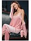cheap Sleep &amp; Lounge-Women&#039;s 3 Pieces Pajamas Sets Nighty Satin Simple Casual Pure Color Velvet Home Party Daily V Wire Gift Strap Top Long Sleeve Vintage Style Pant Fall Winter Belt Included Navy Pink / Lace Up