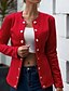 cheap Jackets-Women&#039;s Blazer Fall Spring Casual Daily Valentine&#039;s Day Regular Coat Round Neck Warm Regular Fit Casual Jacket Long Sleeve Quilted Solid Color Wine Black Red