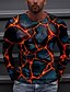 billige Men&#039;s-Herre Unisex Skjorte T-shirt T-Shirts Grafiske tryk Sprække Rund hals Gul Rød Lilla Mørkegrå 3D-udskrivning Daglig Ferie Langærmet Trykt mønster Tøj Designer Afslappet Stor og høj
