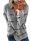 cheap Tops &amp; Blouses-Women&#039;s Zipper White Black Gray Striped Daily Long Sleeve Standing Collar S M L XL 2XL