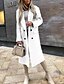 baratos Trench Coats e Casacos Femininos-Mulheres Casaco Casaco de ervilha Retalho Longo Casaco Branco Preto Azul Cinzento Cáqui Rua Casual Trespassado Outono Aberto para a Lateral Normal S M L XL XXL / Diário / Manter Quente / Respirável