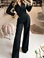 abordables Jumpsuits &amp; Rompers-Mujer Mono Color sólido Elegante Escote en Pico Calle Manga Larga Ajuste regular Blanco Negro Vino S M L Otoño