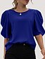 cheap Women&#039;s Clothing-Women&#039;s Casual Daily Holiday T shirt Tee Short Sleeve Plain Round Neck Sexy Beach Tops Chiffon White Black Blue S / Wet and Dry Cleaning