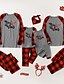cheap New Arrivals-Christmas Pajamas Family Look Christmas Gifts Plaid Deer Letter Patchwork Black Gray Long Sleeve Adorable Matching Outfits / Fall / Winter / Print