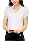 preiswerte Bluse-Damen Bluse Glatt Casual Täglich Arbeit Kurzarm Bluse Hemd V Ausschnitt Basic Elegant Schlank Weiß Blau Rosa S