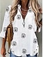 cheap Tops &amp; Blouses-Women&#039;s Dandelion 3/4 Length Sleeve Blouse Shirt Standing Collar Zipper Button Tops White S