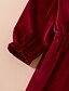 cheap Family Look Sets-Mommy and Me Velvet Dresses Daily Solid Color Ruched Green Wine Midi Long Sleeve Elegant Matching Outfits / Fall