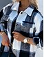 cheap Coats &amp; Trench Coats-Women&#039;s Coat Modern Style Casual Shacket Casual Daily Coat Regular Cotton Black And White Zipper Fall Winter Shirt Collar 2022 Standard Fit S M L XL XXL / Plaid / Check