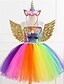 cheap Girls&#039; Dresses-Kids Little Dress Girls&#039; Rainbow Patchwork Sequins Lace up Patchwork Colorful Blue Gold Knee-length Sleeveless Cute Dresses Summer Regular Fit 3-10 Years