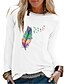 cheap T-Shirts-Women&#039;s T shirt Tee Animal Feather Black White Yellow Print Long Sleeve Daily Weekend Basic Round Neck Regular Fit Fall &amp; Winter