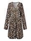 cheap Coats &amp; Trench Coats-Women&#039;s Casual Jacket Spring Fall Outdoor Casual Daily Long Coat V Neck Breathable Regular Fit Chic &amp; Modern Jacket Long Sleeve Leopard Print Brown