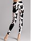 abordables Leggings pour Femme-Femme Legging Normal Polyester Animal Noir Blanche Motifs 3D Taille haute Cheville Vacances