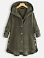 cheap Coats &amp; Trench Coats-Women&#039;s Plus Size Teddy Coat Winter Coat Button Pocket Plain Work Going out Long Sleeve Hoodie Regular Winter Fall Green Black Brown XL XXL 3XL 4XL 5XL