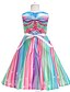 cheap Girls&#039; Dresses-Kids Little Dress Girls&#039; Rainbow Striped Mermaid Print Green White Blue Above Knee Sleeveless Princess Cute Dresses Slim 3-10 Years