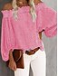 billige Bluse-Dame Skjorte Bluse Svart Gul Rosa Drapering Trykt mønster Grafisk Blad Langermet Løse skuldre