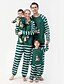 cheap Family Look Sets-Christmas Pajamas Family Look Christmas Gifts Striped Letter Animal Print Deep Green Long Sleeve Daily Matching Outfits / Fall / Winter