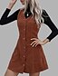 cheap Casual Dresses-Women&#039;s Short Mini Dress A Line Dress Light Brown Sleeveless Button Solid Color V Neck Fall Winter Work Vintage 2021 S M L XL / Polyester / Machine wash