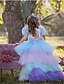 cheap Girls&#039; Dresses-Kids Toddler Little Dress Girls&#039; Rainbow Party Tulle Dress Backless Mesh White Sleeveless Princess Costume Cute Dresses Spring Summer Regular Fit 3-10 Years