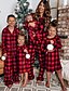 abordables Ensembles de look familial-Famille Pyjamas Coton Plaid Intérieur Rouge Foncé manche longue Vacances Tenues assorties
