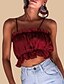 baratos Roupa de Mulher-Mulheres Malha Íntima Colete Tecido Básico Sensual Blusas Vermelho Vinho Rosa Preto