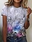 abordables Tops más vendidos-Mujer Floral Graphic Diario Fin de semana Flor Pintura Manga Corta Camiseta Escote Redondo Estampado Básico Vintage Tops Gris S / Impresión 3D