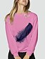 cheap Hoodies &amp; Sweatshirts-Women&#039;s Graphic Prints Feather Sweatshirt Pullover Print 3D Print Daily Sports Active Streetwear Hoodies Sweatshirts  Blue Purple Blushing Pink
