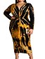 preiswerte Kleider in Übergröße da Donna-Damen Übergröße Batik Etuikleid Bedruckt V-Ausschnitt Langarm Sexy Herbst Klub Maxikleid Kleid