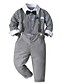cheap Boys&#039; Clothing Sets-Kids Toddler Boys Shirt &amp; Pants Clothing Set Children&#039;s Day Long Sleeve 4 Pieces Gray Striped Daily Formal Cotton Basic 2-6 Years / Fall / Spring