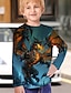 baratos Camisetas Para Meninos-Para Meninos 3D Animal Camisa Manga Longa Impressão 3D Outono Ativo Poliéster Infantil 4-12 anos Normal