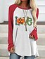 cheap T-Shirts-Women&#039;s Halloween Weekend T shirt Tee Abstract Painting Long Sleeve Color Block Pumpkin Letter Round Neck Patchwork Print Basic Halloween Tops Green Red Brown S