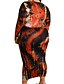 preiswerte Kleider in Übergröße da Donna-Damen Übergröße Batik Etuikleid Bedruckt V-Ausschnitt Langarm Sexy Herbst Klub Maxikleid Kleid