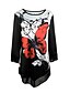 cheap Plus Size Tops-Women&#039;s Plus Size Tops Floral Scenery Blouse Shirt 3/4 Length Sleeve Print Streetwear Crewneck Polyster Daily Weekend Fall Black And White Blue