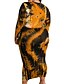 abordables Vestidos de Talla Grande de mujer-Mujer Talla Grande Tie-dye Vestido tubo Estampado Escote en Pico Manga Larga Sensual Otoño Discoteca Vestido largo maxi Vestido