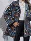 cheap Coats &amp; Trench Coats-Women&#039;s Coat Fall Winter Sport Daily Regular Coat Warm Regular Fit Sporty Casual Jacket Long Sleeve Print Print Geometric Navy Blue