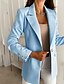 cheap Blazers-Women&#039;s Blazer Fall Spring Casual Daily Regular Coat Turndown Single Breasted One-button Warm Regular Fit Casual Jacket Long Sleeve Quilted Solid Color Blue Yellow Blushing Pink