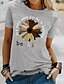 billige T-shirts-Dame T skjorte Blomstret Blomsternål i krystall Solsikke Rund hals Trykt mønster Grunnleggende Topper Blå Vin Svart