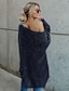 baratos Camisolas-Mulheres Pulôver Suéter Côr Sólida Tricotado Estiloso Básico Casual Manga Longa Solto Casacos de malha Outono Inverno Ombro a Ombro Azul