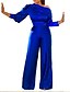 abordables Jumpsuits &amp; Rompers-Combinaison-pantalon Femme Couleur unie Vêtement de rue Une Epaule Ample Décontractée Usage quotidien Manches Longues Standard Vert S L&#039;autume / Taille haute